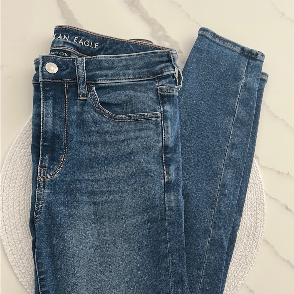 American Eagle Outfitters Women's Dark Blue high rise legging Jeans